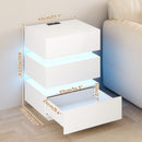 Advwin Bedside Table 3 Drawers With with Charging Station