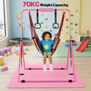 Advwin Pink Kids Gymnastics Bar with Mat Rings Swing