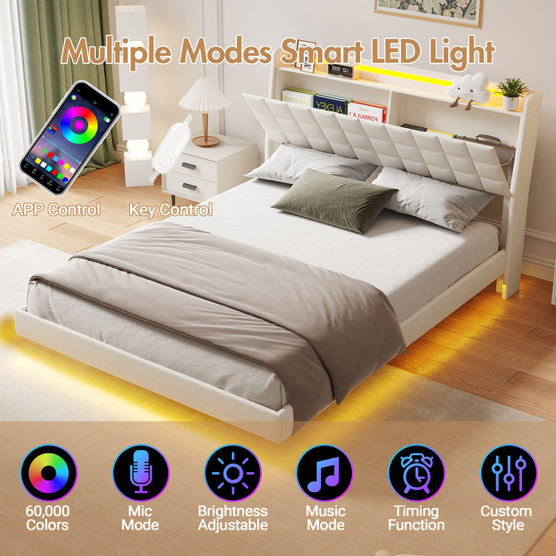 Advwin Floating Bed Frame with LED Lights