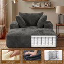 Advwin 132cm Corduroy Chaise Lounge Chair with Cushion