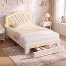 Advwin LED Velvet Bed Frame w/ Adjustable Headboard King Single