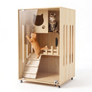 Advwin Large Wooden Cat Enclosure with Wheels & Glass Doors