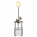 Advwin Floor Lamp with Round Side Table Rustic Brown