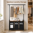 Advwin 3 Section Rolling Laundry Basket with Hanging Rack