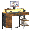 Advwin 120cm Gaming Desk with LED Lights & Drawers