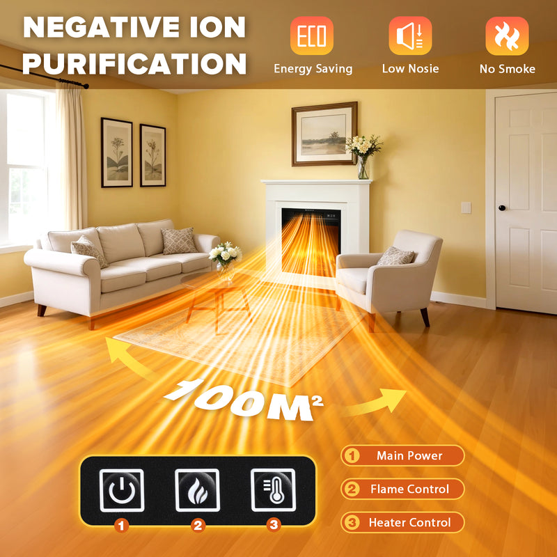 Advwin Electric Fireplace Heater with Mantel White