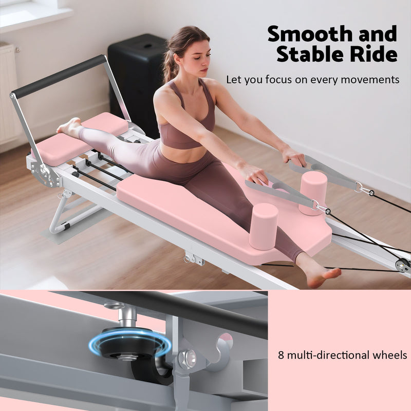 Advwin Foldable Pilates Reformer Machine with Wheels