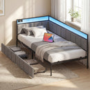 Advwin Corner Single Bed Frame with Charging Station