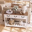 Advwin 100cm Vintage Console Table w/ 3 Drawers & Open Shelf