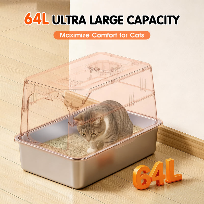 Advwin XL Stainless Steel Cat Litter Box with Lid