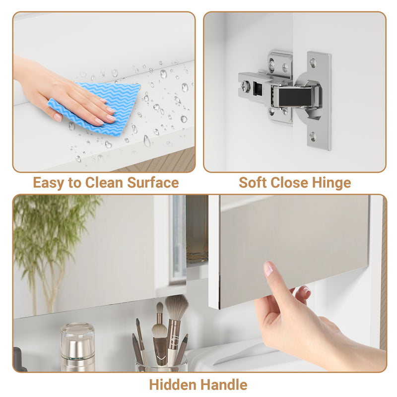 Advwin 90cm Bathroom Mirror Cabinet with LED Light