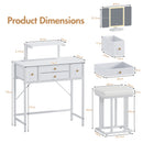 Advwin Dressing Table with LED Mirror Height-Adjustable Stand