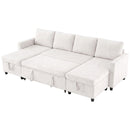 Advwin 253cm U Shaped Chenille Sectional Sofa w/ Pull Out Bed