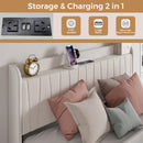 Advwin Bed Frame with Storage Drawers Beige