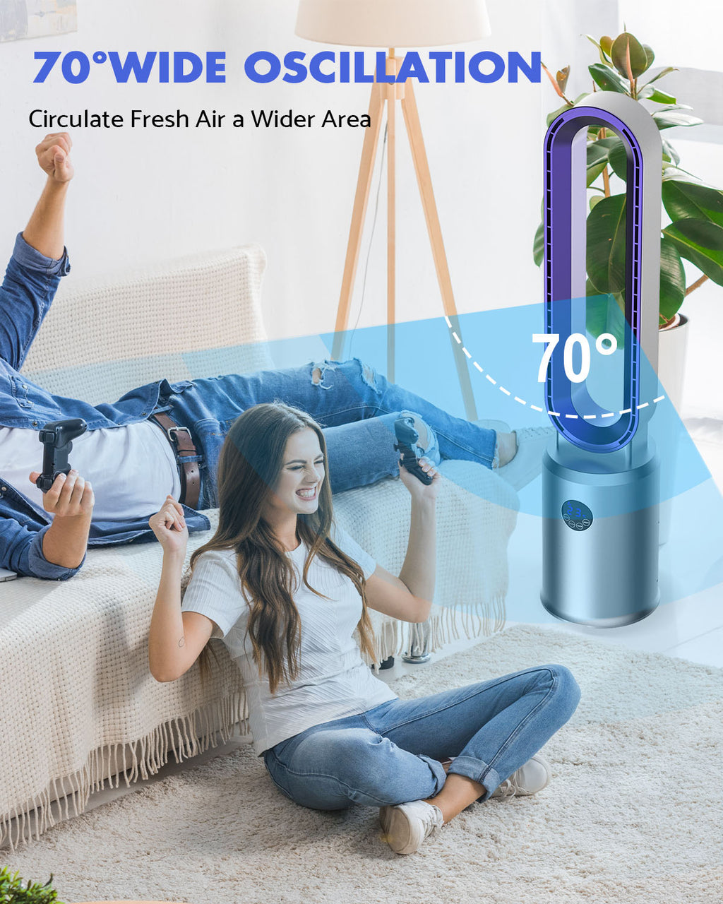 Advwin Fans Advwin Bladeless Tower Fan Portable Electric