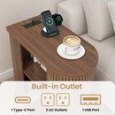Advwin Narrow Side Table w/ Fluted Sliding Door & Storage