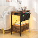 Advwin LED End Table with Charging Station and Drawers