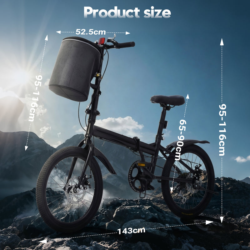 Advwin 20" Folding Bicycle with 6-Speed Dual Brake System