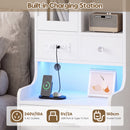 Advwin 125cm Tall Bedside Table with Charging Station