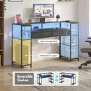 Advwin U Shaped Gaming Desk with LED Lights 148cm