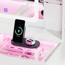 Advwin Dressing Table Set with Glass Desktop LED Light