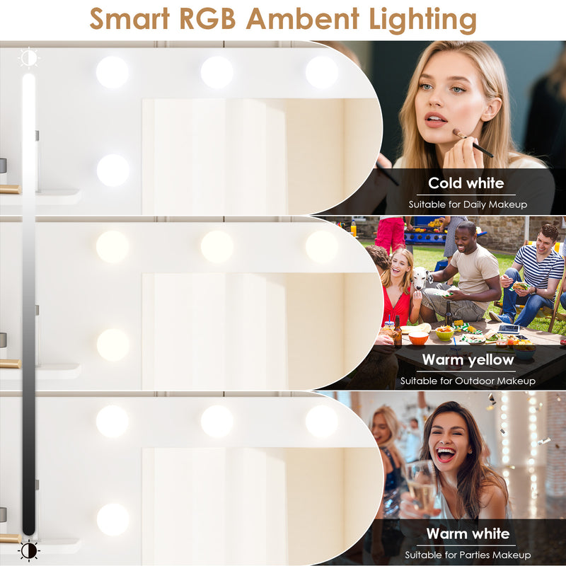 Advwin Dressing Table with Mirror and Lights RGB