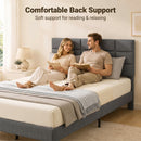 Advwin Linen Upholstered Bed Frame w/ Adjustable Headboard