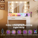 Advwin Dressing Table Stool Set w/ LED Lights & Storage