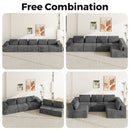 Advwin 5 Seater U-Shaped Chenille Modular Sectional Sofa