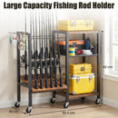 Advwin Fishing Rod Rack with Wheels & 3-Tier Shelves
