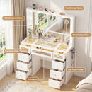 Advwin Makeup Vanity w/ LED Glass Top & Charging Station