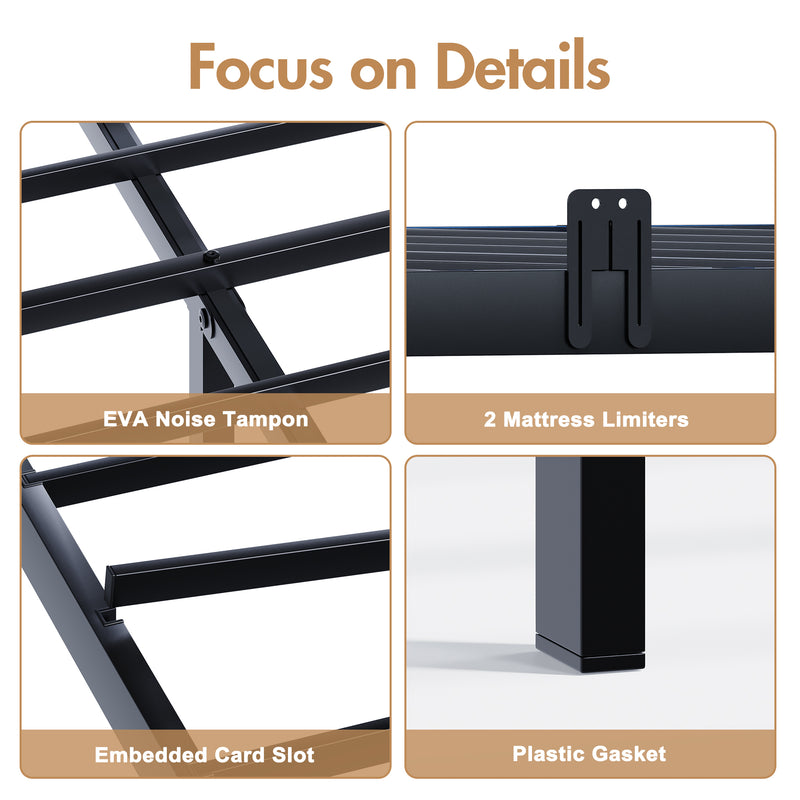 Advwin Bed Frame with RGB LED and Charging Station