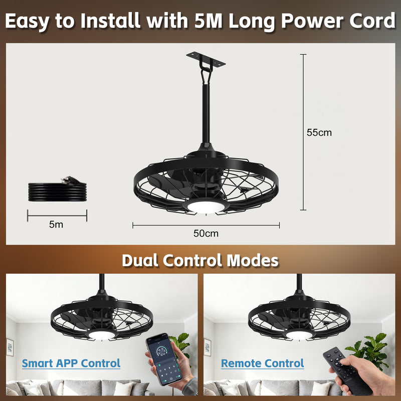 Advwin 20" Outdoor Waterproof Ceiling Fan with Light