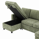 Advwin 253cm U Shaped Chenille Sectional Sofa w/ Pull Out Bed