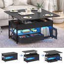 Advwin 4-in-1 LED Lift Top Coffee Table w/ Hidden Compartment