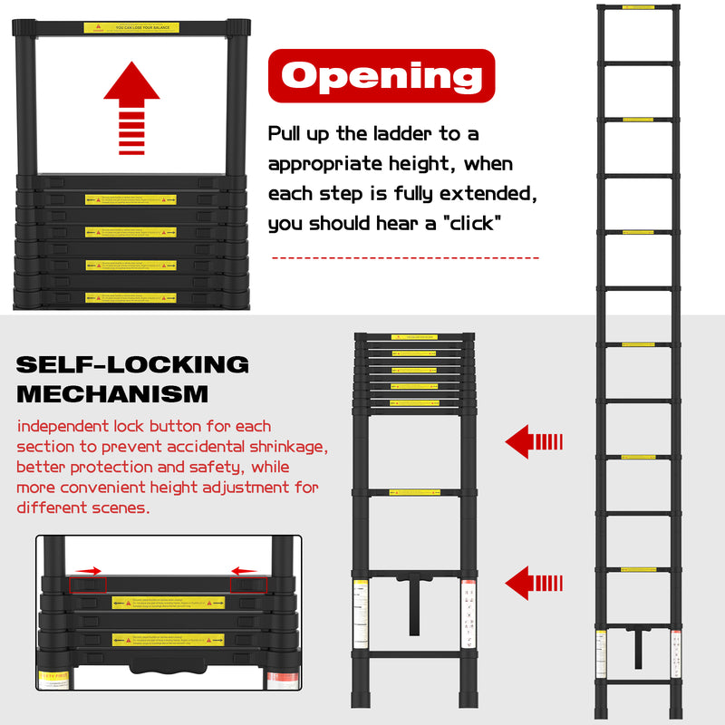 Advwin 3.8m Portable Aluminum Telescoping Ladder