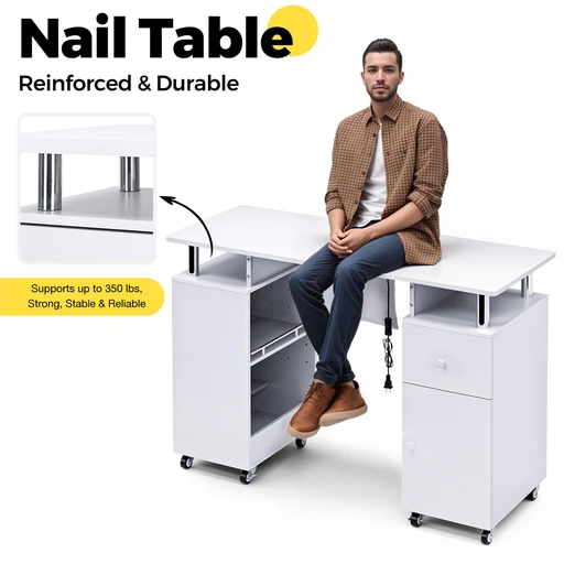 Advwin Manicure Table Nail Desk with Dust Collector