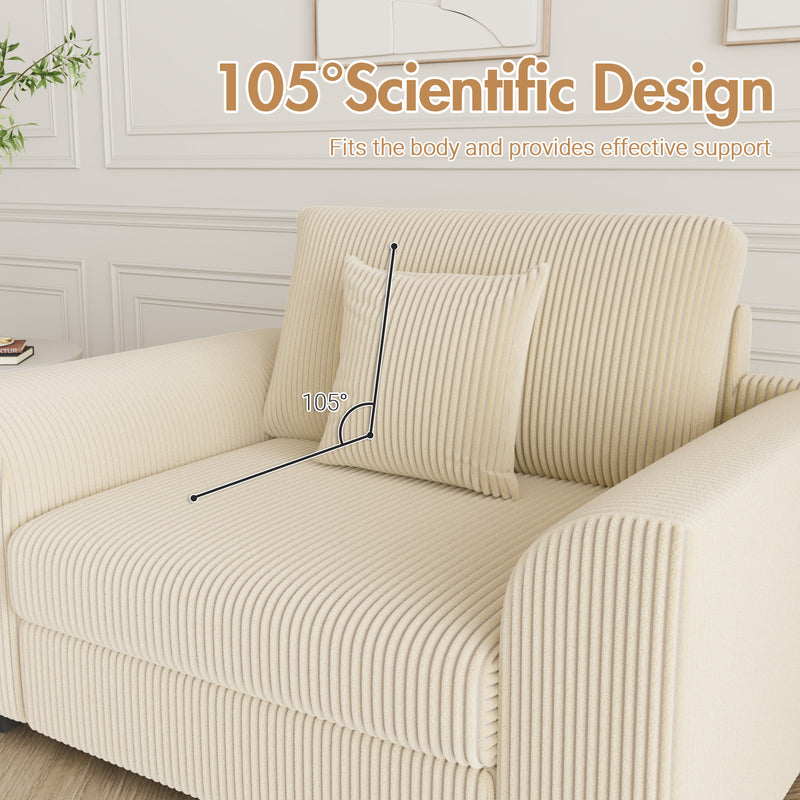 Advwin 1 Seater Sofa Corduroy Armchair Couch