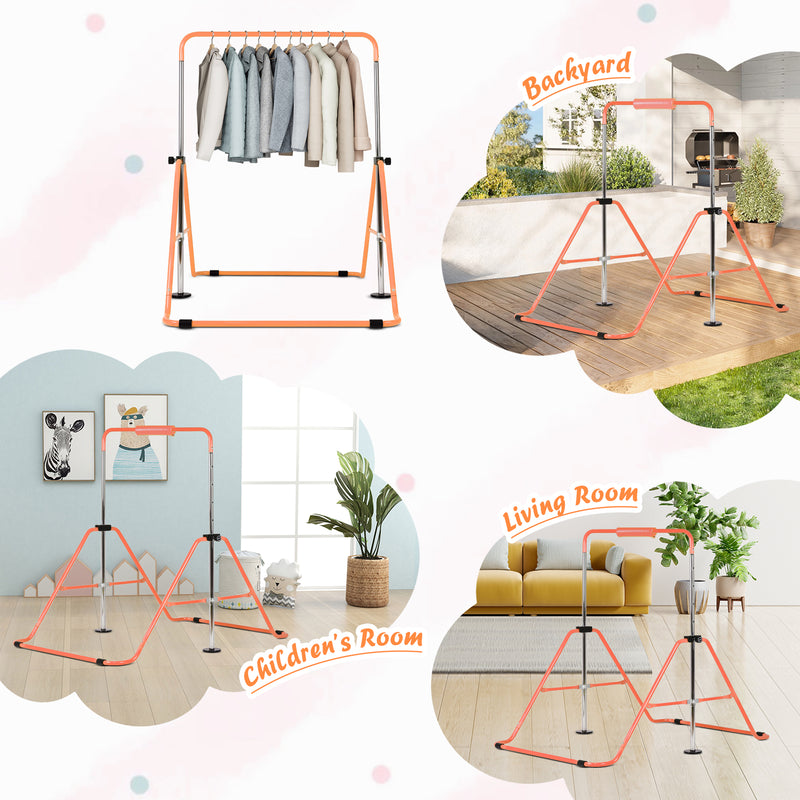 Advwin Kids Gymnastics Bar with Swing & Mat & Rings