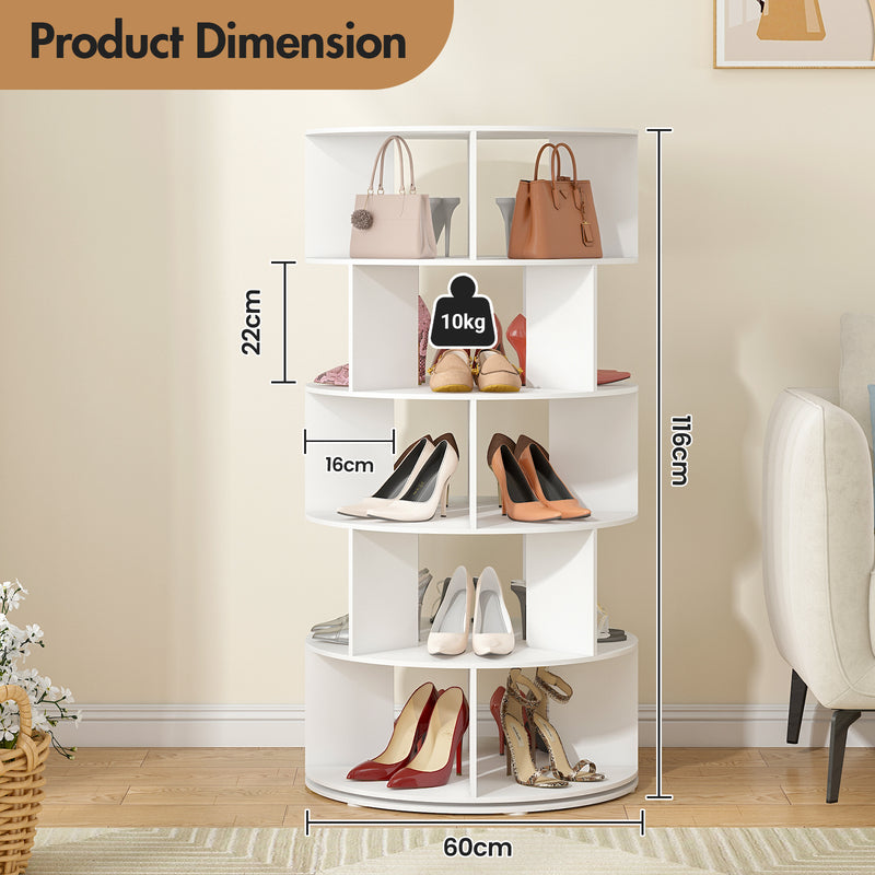 Advwin 5-Tier 360° Rotating Shoe Rack & Organizer