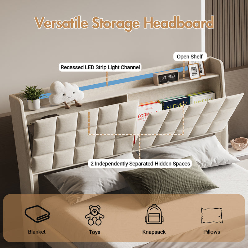 Advwin Floating Bed Frame with LED Lights