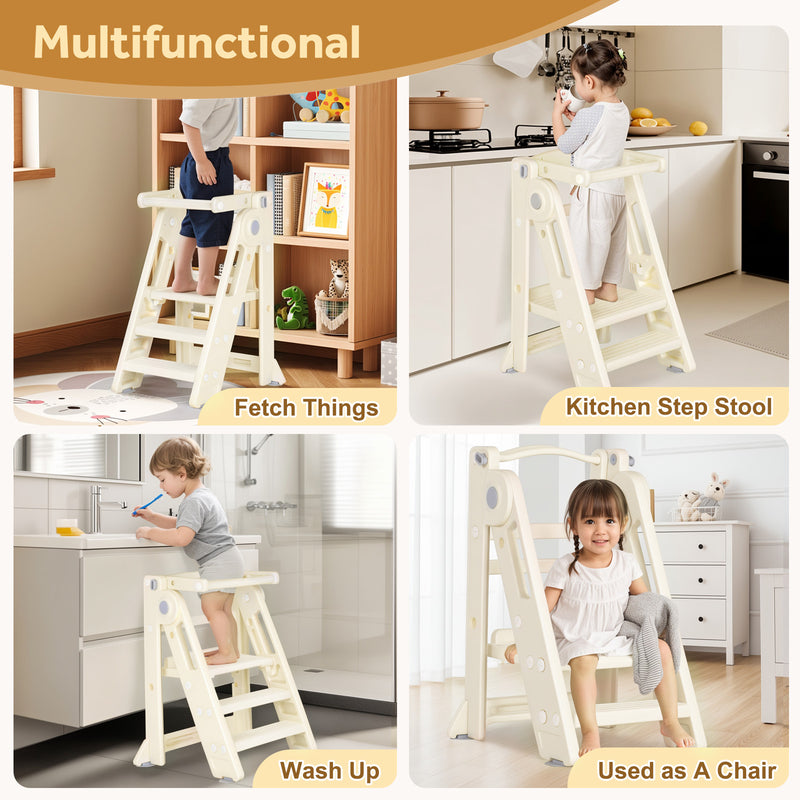 Advwin Adjustable Kids Step Stool with Safety Rail
