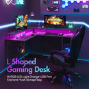Advwin L Shaped Gaming Desk with LED Lights