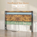 Advwin Storage Headboard with LED Light Charging Station