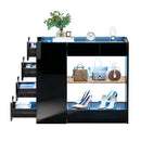 Advwin Glossy Closet Island w/ LED Lights & 8 Drawers
