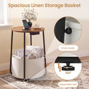 Advwin Floor Lamp with Round Side Table Rustic Brown