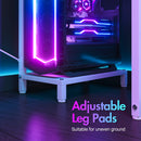 Advwin L Shaped Gaming Desk with LED Lights White