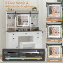 Advwin Farmhouse Vanity Desk with LED Mirror