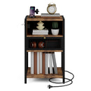 Advwin Bedside Table w/ Metal Mesh Drawer