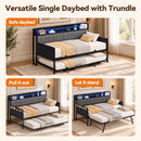 Advwin Single Metal Daybed Frame with Trundle Black